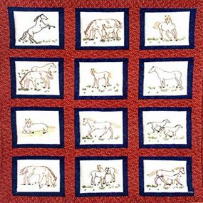 img 1 attached to Decorate with Elegance: Jack Dempsey Themed Stamped White Quilt Blocks featuring Majestic Horses - Set of 12 | 9"X9