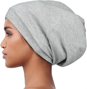 img 3 attached to 🎩 Soft Slouchy Beanie Slap Hat with Satin Lining - Elastic Band for All Night Stay