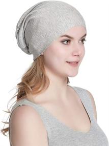 img 1 attached to 🎩 Soft Slouchy Beanie Slap Hat with Satin Lining - Elastic Band for All Night Stay