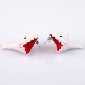 img 2 attached to Polymer Clay Handmade Cute Stud Earrings for Women 🌸 and Girls – 3D Animal Cartoon Biting Ears Stud Earrings