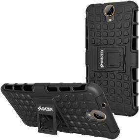 img 3 attached to 📱 Amzer HTC One E9 Plus Hybrid Warrior Case - Shockproof & Durable, Black/Black - Retail Packaging Included