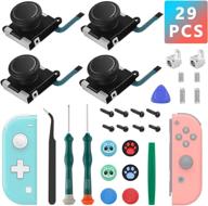 🎮 enhance your gaming experience with 4 pack joycon joysticks - replacement analog thumb sticks for nintendo switch joycon and switch lite, complete with metal buckles, screwdrivers, pry tools, and thumb grip caps! логотип