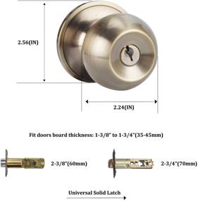 img 2 attached to Antique Brass Keyed Entry Knob Lock for Exterior and Front Door - Round Door Handle (Model 6072-AB-ET-1P)