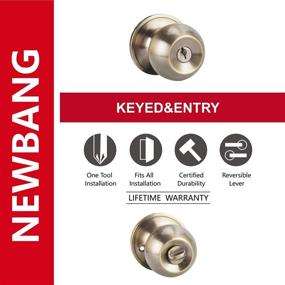 img 3 attached to Antique Brass Keyed Entry Knob Lock for Exterior and Front Door - Round Door Handle (Model 6072-AB-ET-1P)