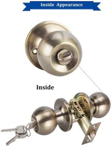 img 1 attached to Antique Brass Keyed Entry Knob Lock for Exterior and Front Door - Round Door Handle (Model 6072-AB-ET-1P)