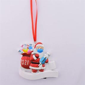 img 2 attached to 🏻 New! 2021 Christmas Ornament - Santa Claus with Mask, Vaccine, and Bag of Gifts