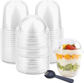 img 4 attached to 50-Pack 12oz Clear Plastic Cups with Dome Lids - No Hole, Crystal PET Dessert Cups for Parfait, Ice Cream, Fruit, and Cold Drinks