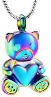 🐻 stainless steel teddy bear pet urn pendant - memorial ash keepsake cremation jewelry necklace logo