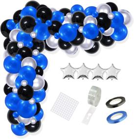 img 4 attached to Black Silver Blue Balloon Garland