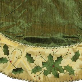 img 1 attached to 🎄 Kurt Adler 54" Holly Leaves Embroidered Treeskirt in Green and Gold