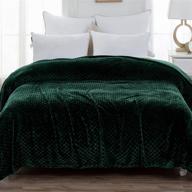 🌿 exclusivo mezcla queen size brushed diamond check large flannel fleece bed blanket - forest green, 90" x 90" | soft, warm and lightweight logo