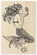 wood handle rubber stamp with mermaid image by stampendous logo