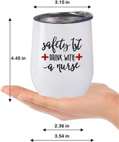 img 1 attached to 👩 Safety 1st Nurse Gift - 12 oz Stemless Wine Tumbler with Lid and Straw (White-Nurse) for Women