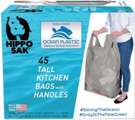🌊 environmentally friendly hippo sak tall kitchen bags: 45 count, made with recycled ocean plastic logo