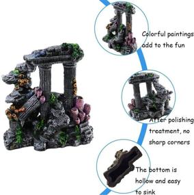 img 1 attached to 🏛️ Ancient Ruins Aquarium Ornament Roman Columns, Resin Betta Fish Tank Rock Cave Decor Hideout - Tfwadmx Ideal for Fish and Shrimp Habitat