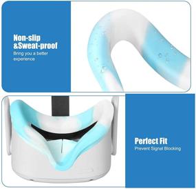 img 1 attached to 🔵 Eyglo VR Face Silicone Cover for Oculus Quest 2 - Sweatproof Washable Light Blocking Headset Face Pad Cushion, Bluemixed - Enhancing Oculus Quest 2 Accessories