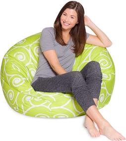 img 4 attached to 🪑 X-Large Posh Beanbags Lime and White Swirls Bean Bag Chair - 48in