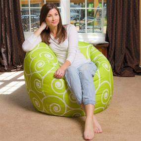 img 3 attached to 🪑 X-Large Posh Beanbags Lime and White Swirls Bean Bag Chair - 48in