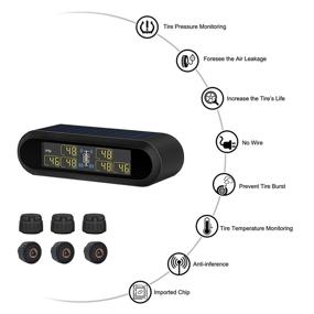 img 1 attached to 🔋 Беспроводная солнечная система TPMS B-Qtech для мониторинга давления и температуры в автомобиле, доме на колесах, грузовике, прицепе и доме на колесах - включает 6 датчиков, 0~199 PSI.