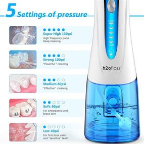 img 3 attached to 💦 H2ofloss Cordless Water Dental Flosser - Rechargeable, IPX7 Waterproof Portable Oral Irrigator for Home Travel - 5 Modes, 6 Jet Tips - Family, Braces & Bridges Care - 2021 Newest Version