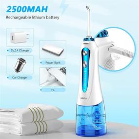 img 1 attached to 💦 H2ofloss Cordless Water Dental Flosser - Rechargeable, IPX7 Waterproof Portable Oral Irrigator for Home Travel - 5 Modes, 6 Jet Tips - Family, Braces & Bridges Care - 2021 Newest Version