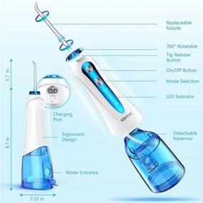 img 2 attached to 💦 H2ofloss Cordless Water Dental Flosser - Rechargeable, IPX7 Waterproof Portable Oral Irrigator for Home Travel - 5 Modes, 6 Jet Tips - Family, Braces & Bridges Care - 2021 Newest Version