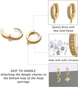 img 3 attached to 👂 Pandahall 10pcs Real Gold Plated Cubic Zirconia Hoop Earrings Lever Back Components: Round Findings for Women's Gifts, Jewelry Making, DIY Crafts - 15x2.5x13.5mm