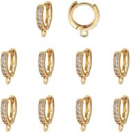 👂 pandahall 10pcs real gold plated cubic zirconia hoop earrings lever back components: round findings for women's gifts, jewelry making, diy crafts - 15x2.5x13.5mm logo