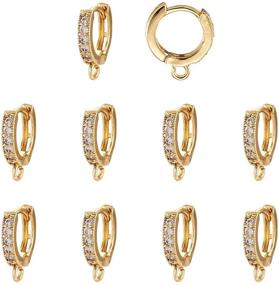 img 4 attached to 👂 Pandahall 10pcs Real Gold Plated Cubic Zirconia Hoop Earrings Lever Back Components: Round Findings for Women's Gifts, Jewelry Making, DIY Crafts - 15x2.5x13.5mm