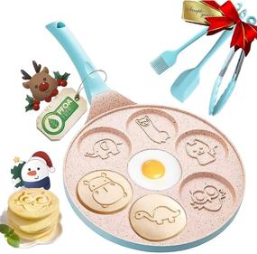 img 4 attached to 🥞 Pancake Pan Nonstick - Blue Animal Pancake Griddle - Fun Pancake Mold for Kids by DAYOOH