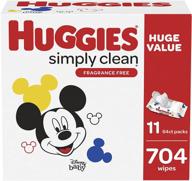 🧻 huggies simply clean unscented baby wipes - 704 fragrance-free diaper wipes in 11 flip lid packs logo