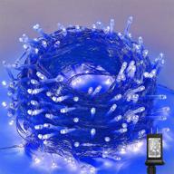 🔵 ljlnion 300 led string lights outdoor indoor - ultra bright 98.5ft christmas lights with 8 lighting modes - waterproof fairy lights for holiday wedding party bedroom decorations (blue) logo