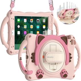 img 4 attached to BRAECN Kids Case for iPad Mini - Shockproof Silicone Protective Cover with Pencil Holder, Handle Grip, Hand Strap, Kickstand & Shoulder Strap - Pink (Fits iPad Mini 5/4/3/2/1) – Ideal for Boys and Girls