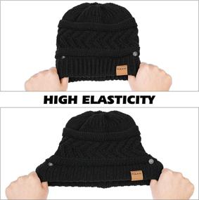 img 3 attached to 🧣 Pukavt 2 Pack Winter Warm Chunky Cable Mess Knit Ponytail Beanie Hat: Women's Trendy and Cozy Headwear