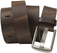 leather wide pin belt in brown logo