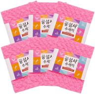 🧽 harooliving 6 packs gwangsumsa scouring pad luster scrubber dishwash cloth kitchen sponges - premium quality made in korea logo