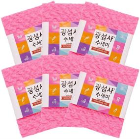 img 2 attached to 🧽 Harooliving 6 Packs Gwangsumsa Scouring Pad Luster Scrubber Dishwash Cloth Kitchen Sponges - Premium Quality Made in Korea