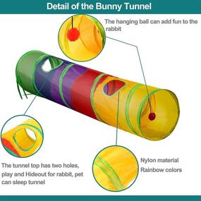 img 3 attached to Large Bunny Hideout Tunnel and Tube with Chew Toys for Grinding Teeth - Mechkia Rabbit Toys with Apple Sticks, Bamboo Carrot, Loofah, Pine Cones, and Grass Ball - Ideal for Rabbit, Guinea Pig, Chinchilla, Ferret, and Rat