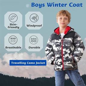 img 3 attached to Warm Winter Coat with Hood for Boys - Thicken Puffer Jacket, Waterproof Parka, Lightweight Outdoor Jacket by Hzxvic