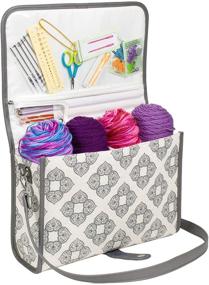 img 4 attached to Mary Deluxe Knitting & Yarn Organizational Storage Tote Bag - Store Yarn, Knitting Needles, Projects & Accessories - Large Portable Bag with Shoulder Strap for Travel - All-in-One Knit Organizer
