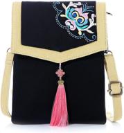 👜 women's handbags & wallets with embroidered tassels for crossbody shoulder cellphone storage in crossbody bags logo