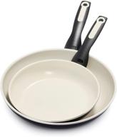 greenpan rio healthy ceramic nonstick 🍳 frying pan set, 8-inch and 10-inch, black logo