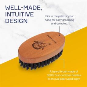 img 1 attached to 🐷 Seven Potions Beard Brush: 100% First Cut Boar Bristles for Taming and Softening Facial Hair - Made in Pear Wood