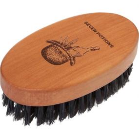img 4 attached to 🐷 Seven Potions Beard Brush: 100% First Cut Boar Bristles for Taming and Softening Facial Hair - Made in Pear Wood