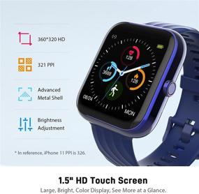img 3 attached to ⌚ HD Touch Screen Smart Watch with Heart Rate Monitor and Fitness Tracking - Waterproof Fitness Watch for iPhone and Android (Blue)