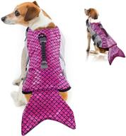 medium mermaid dog life jacket - adjustable floatation pet outfit for swimming, 🐾 boating, and water activities - handle, ripstop material - doggy lifesaver at pool or beach логотип