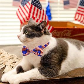 img 1 attached to Pohshido 2 Pack 4th of July Cat Collars: Patriotic Independence Day Kitty Accessories for Male Female Cats