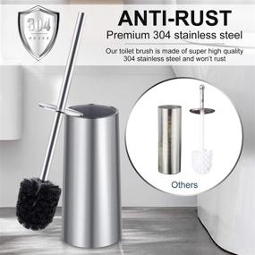 img 3 attached to Elegant IXO Toilet Brush and Holder - 304 Stainless Steel Long Handle, Stylish Cleaning Bristles for Bathroom Toilet (Silver)