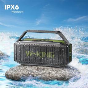 img 1 attached to 🔊 Беспроводной Bluetooth-колонка высокого качества - W-KING 60W, водонепроницаемая портативная колонка с мощными басами, 40 часов воспроизведения, Bluetooth 5.0, встроенной ручкой, слотом для TF-карты, NFC и AUX - идеально подходит для кемпинга и активного отдыха на открытом воздухе.