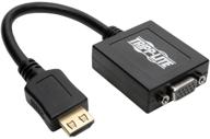 🔌 триpp лайт hdmi к vga адаптер с аудио портом 3.5мм - видео 1080p, встроенный hdmi кабель 6" - для компьютеров, ноутбуков, chromebooks, проекторов raspberry pi и других устройств (p131-06n), черный. логотип